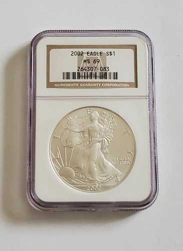 2002年 アメリカン シルバー イーグル * NGC MS69 * ブラウン ラベル