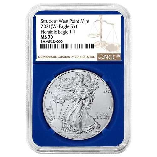 2021年 (W) $1 1オンス T-1 アメリカンシルバーイーグル NGC MS70 ブラウンラベル ブルーコア|WORLD RESOURCE【QUEEN店】
