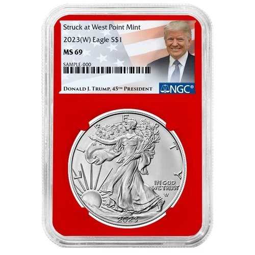 2023年 (W) $1 1オンス アメリカンシルバーイーグル NGC MS69 トランプラベル レッドコア
