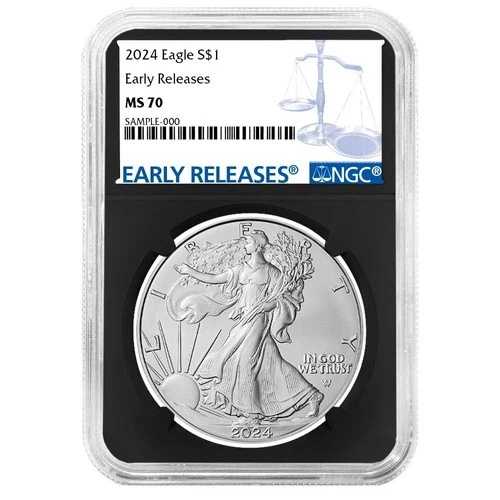 2024年 1ドル 1オンス アメリカンシルバーイーグル NGC MS70 ER ブルーラベル レトロコア|WORLD RESOURCE【QUEEN店】