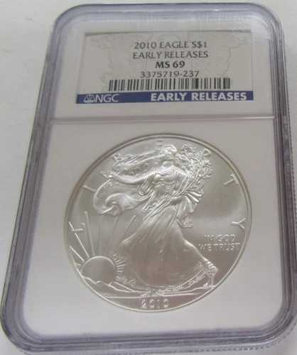 2010年 アメリカン シルバー イーグル NGC MS69 アーリーリリース ブルーラベル