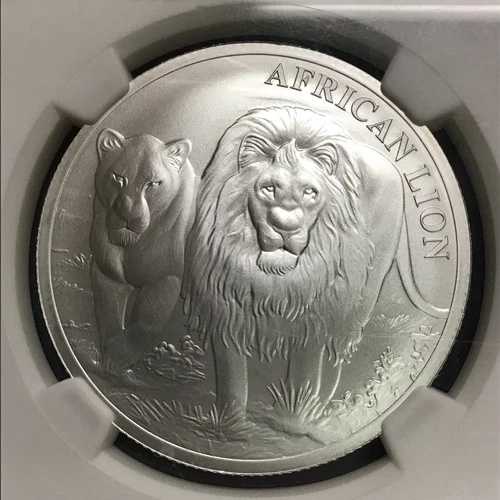 2016年 コンゴ 5000フラン シルバーライオン NGC MS69