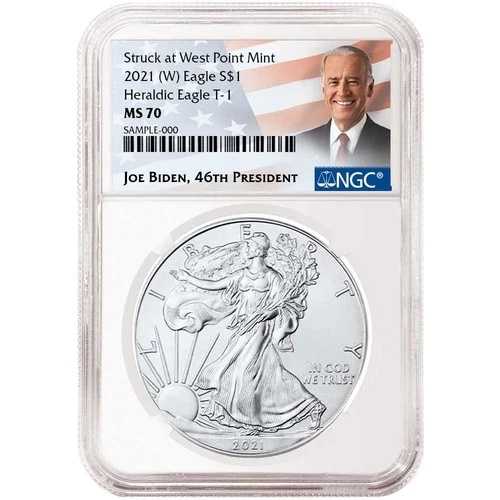2021年 (W) 1ドル 1オンス T-1 アメリカンシルバーイーグル NGC MS70 バイデンラベル|WORLD RESOURCE【QUEEN店】