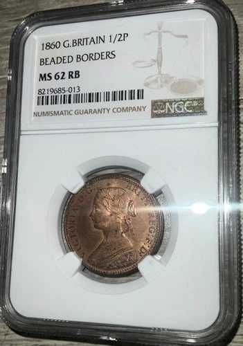 1860年 ハーフペニー（1/2ペニー）NGC MS62RB ヴィクトリア イギリス 41,470円