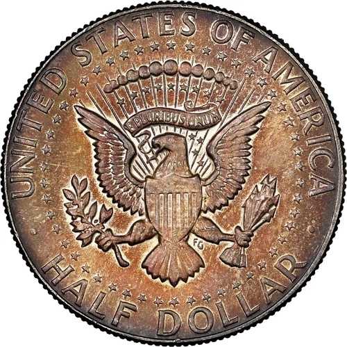 1969年 D・ケネディ銀貨ハーフドル NGC MS64 レインボートーンリバーストーニング