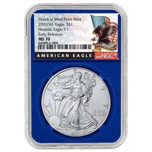 2021年 (W) $1 タイプ1 アメリカンシルバーイーグル NGC MS70 ER ブラックラベル ブルーコア|WORLD RESOURCE【QUEEN店】