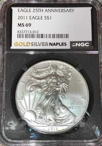 2011年 1ドル アメリカン シルバー イーグル NGC MS69 25周年記念