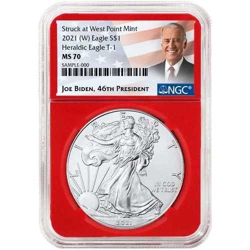 2021年 (W) $1 タイプ1 アメリカンシルバーイーグル NGC MS70 バイデンラベル レッドコア|WORLD RESOURCE【QUEEN店】