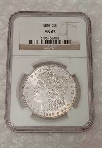 アメリカドル1ドル、モーガンドル。 シルバーコイン 1888年 * NGC MS-63。-