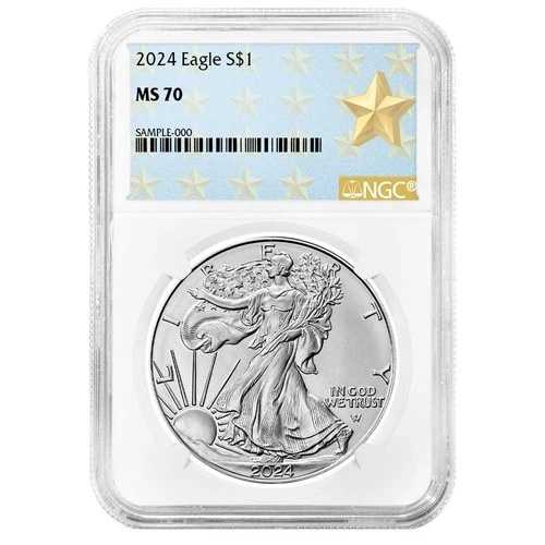 2024年 1ドル アメリカン シルバー イーグル NGC MS70 ウェストポイント スターラベル|WORLD RESOURCE【QUEEN店】