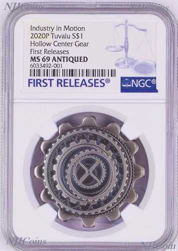 2020年 インダストリー・イン・モーション アンティーク ギア型中空 1オンス シルバーコイン NGC MS69|WORLD RESOURCE【QUEEN店】