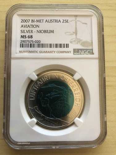 オーストリア 2007 航空銀ニオブ 25E NGC MS68|WORLD RESOURCE【QUEEN店】