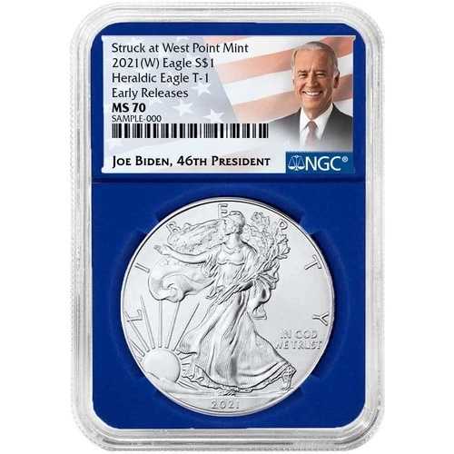2021年 (W) $1 タイプ1 アメリカンシルバーイーグル NGC MS70 ER バイデンラベル ブルーコア｜WORLD RESOURCE【QUEEN店】
