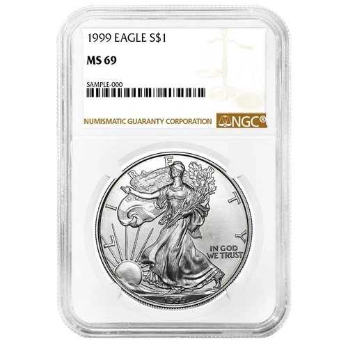 1999年 1ドル 1オンス アメリカンシルバーイーグル NGC MS69 ブラウンラベル|WORLD RESOURCE【QUEEN店】