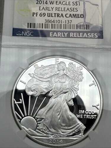 2014 W プルーフ シルバー イーグル NGC PF69 ウルトラカメオ アーリーリリース ブルーラベル｜WORLD RESOURCE【QUEEN店】