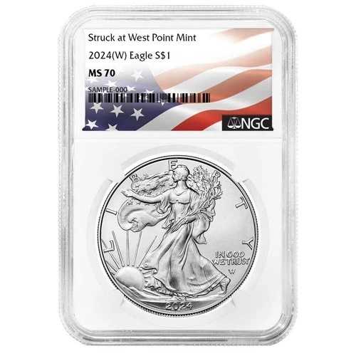2024年 (W) 1ドル アメリカン シルバー イーグル NGC MS70 フラッグラベル|WORLD RESOURCE【QUEEN店】