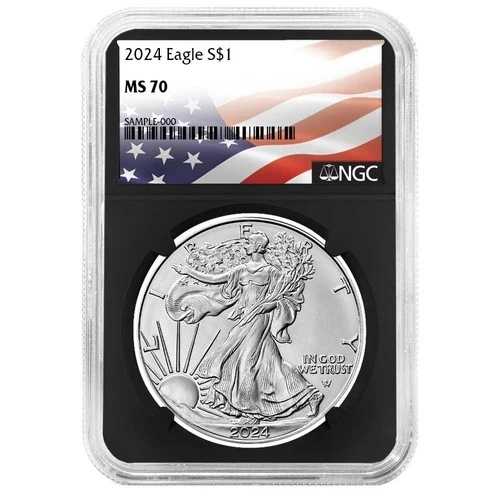 2024年 1ドル アメリカン シルバー イーグル NGC MS70 フラッグラベル レトロコア|WORLD RESOURCE【QUEEN店】