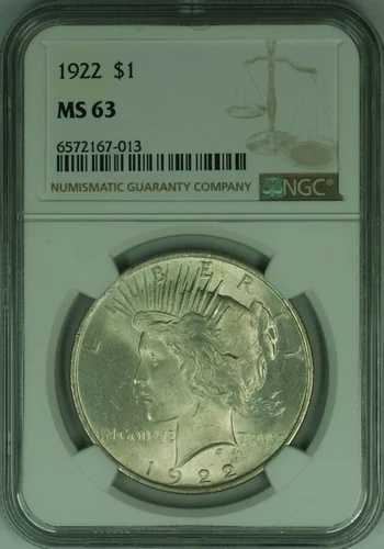 1922年 ピースシルバードル S$1 NGC MS-63 (46A)