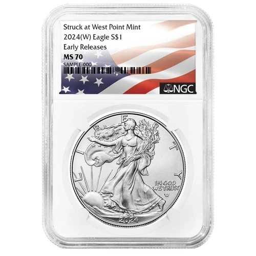 2024年 (W) 1ドル 1オンス アメリカン シルバー イーグル NGC MS70 ER フラッグラベル｜WORLD RESOURCE【QUEEN店】 46,860円