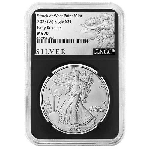 2024年 (W) $1 1オンス アメリカン シルバー イーグル NGC MS70 ER ALS ラベル レトロ コア