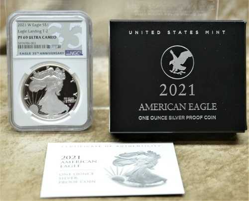 2021-W プルーフ $1 タイプ2 アメリカンシルバーイーグル NGC PF69UC 35周年記念ラベル｜WORLD RESOURCE【QUEEN店】