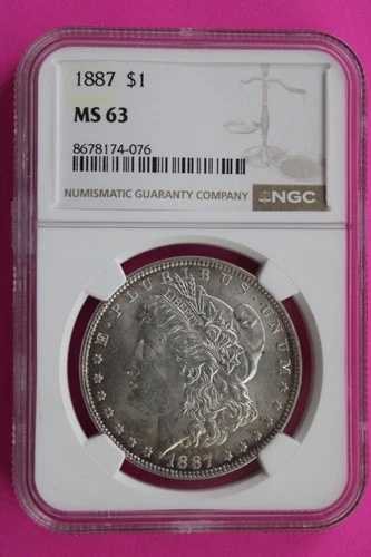 1887年 P MS 63 リバティ・モーガン銀貨 NGC認定 鑑定済み 本物 807