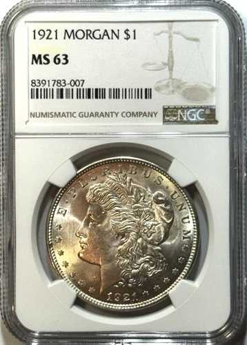 1921年 モルガン銀貨 1ドル | NGC MS63 | 最終年発行 | 厳選未流通品