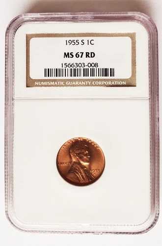 1955年 S リンカーン セント NGC MS67 RD ***Rev Tye's Coin Stache*** #3008127|WORLD RESOURCE【QUEEN店】