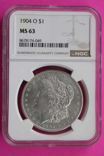 1904 O MS 63 リバティ・モーガン銀貨 NGC認定グレーディング済み本物 864