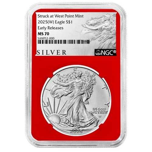 2025 (W) $1 アメリカン シルバー イーグル NGC MS70 ER ALS ラベル レッドコア