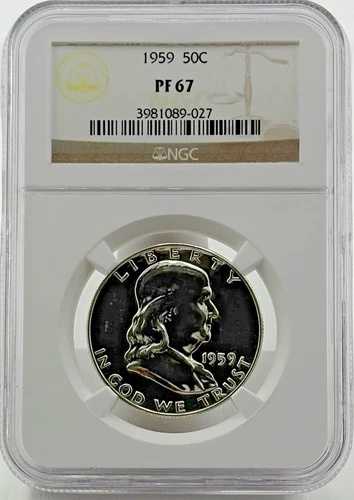 1959年フランクリンシルバーハーフダラーPF67 NGC