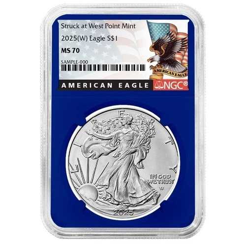 2025年 (W) $1 1オンス アメリカンシルバーイーグル NGC MS70 ブラックラベル ブルーコア｜WORLD RESOURCE【QUEEN店】