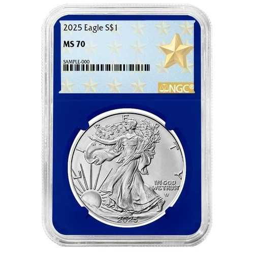 2025年 1ドル アメリカン シルバー イーグル NGC MS70 ウェストポイント スターラベル ブルーコア