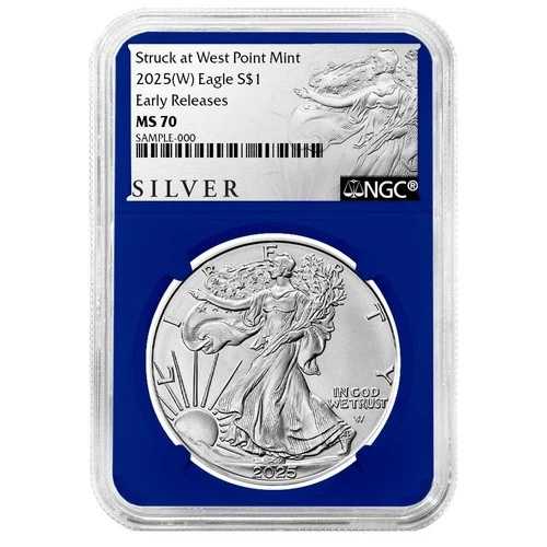 2025 (W) 1ドル アメリカン シルバー イーグル NGC MS70 ER ALS ラベル ブルーコア