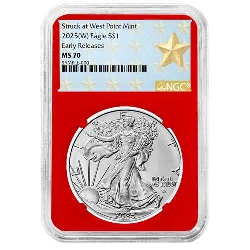 2025 (W) $1 アメリカン シルバー イーグル NGC MS70 ER ウェストポイント スターラベル レッドコア｜WORLD RESOURCE【QUEEN店】