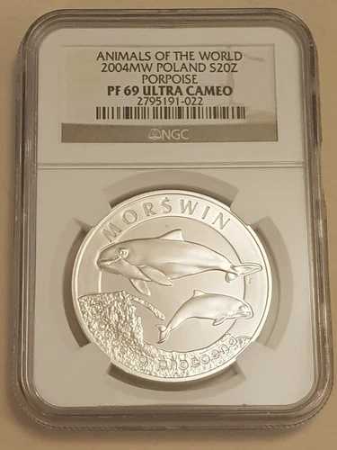 2004年 NGCグレード PF69 ウルトラカメオ ポーランド ポーパス シルバー プルーフ 20ズウォティッチコイン