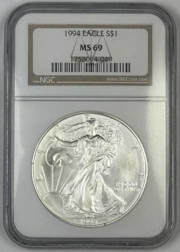1994年 アメリカンシルバー 1ドルイーグル NGC MS 69 (X)
