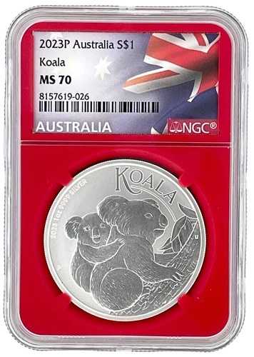 2023年 オーストラリア 1オンス シルバー コアラ NGC MS70 - レッドコア - 国旗ラベル｜WORLD RESOURCE【QUEEN店】