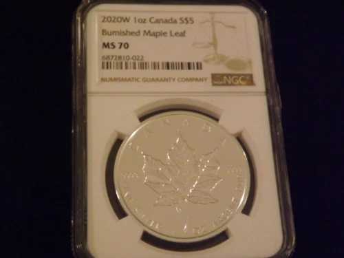 2020年 -W $5 メープルリーフ バーニッシュ NGC MS 70|WORLD RESOURCE【QUEEN店】