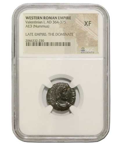 NGC ( XF ) ローマ AE3 ウァレンティニアヌス 1 世 (西暦 364 -375 年) NGC アンシエンツ認定コイン|WORLD RESOURCE【QUEEN店】
