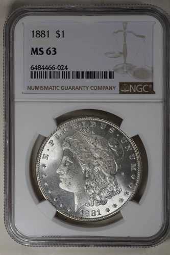 1881 1.00 NGC MS63 モルガン銀貨、ミス・リバティ・ヘッド・ドル 51,480円