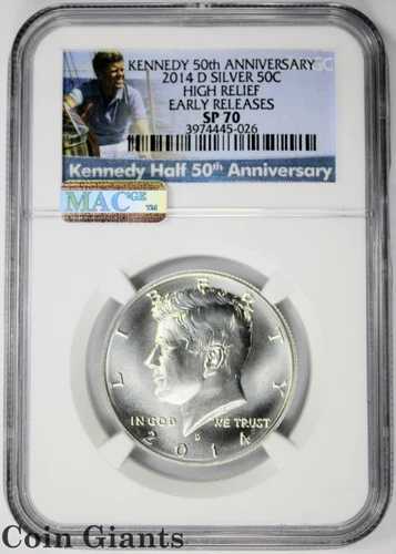 2014-D シルバー ケネディ ハーフダラー アーリーリリース NGC SP 70 ハイリリーフ 50セントコイン｜WORLD RESOURCE【QUEEN店】