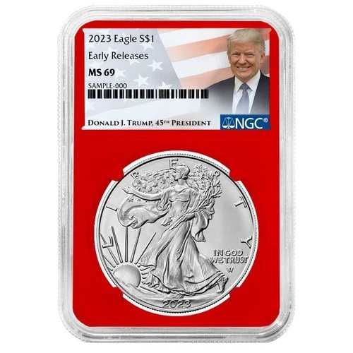 2023年 1ドル 1オンス アメリカンシルバーイーグル NGC MS69 ER トランプラベル レッドコア