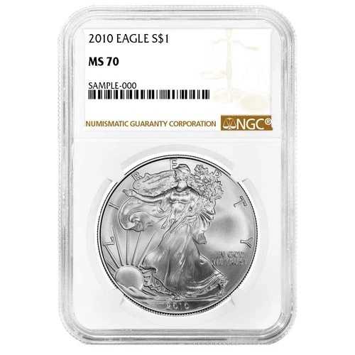 2010年 1ドル アメリカン シルバー イーグル NGC MS70 ブラウンラベル