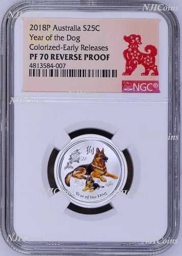 希少 2018年 オーストラリア カラーシルバー 戌年 NGC "PF" 70 1/4オンス コイン|WORLD RESOURCE【QUEEN店】