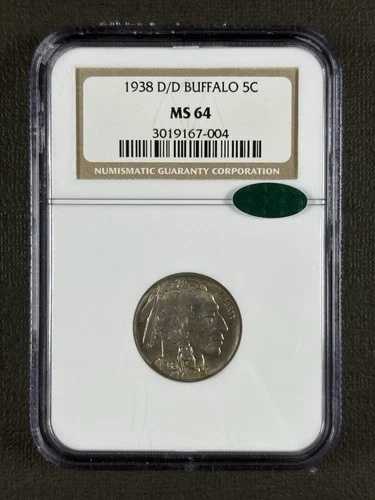 1938-D/D バッファローニッケル NGC MS64 CAC 承認