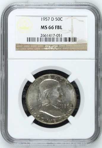 1957年 D ハーフダラー フランクリン NGC MS-66 FBL 46,860円