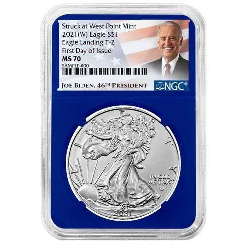 2021年 (W) $1 1オンス T-2 アメリカンシルバーイーグル NGC MS70 FDI バイデンラベル ブルーコア