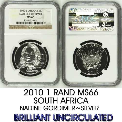 2010 南アフリカ シルバー 1 ランド NGC MS66 ナディーン・ゴーディマー R1 プロテア BU|WORLD RESOURCE【QUEEN店】