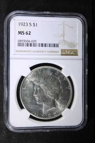 1923年 -SピースドルNGC MS62ブリリアントコイン!!-